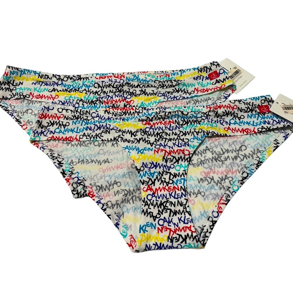 Calvin Klein NWT Women’s Multicolored Logo Bikini Underwear 2 Pair Bundle SZ L